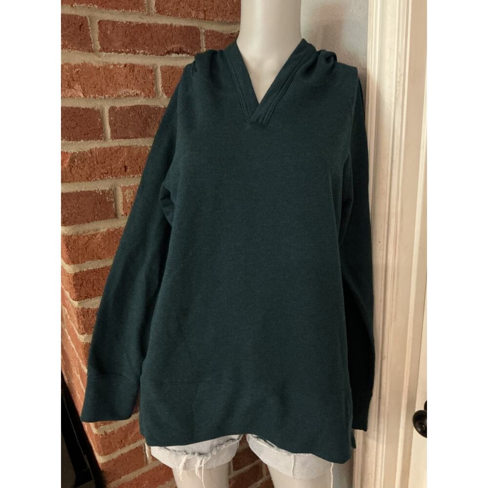 Avia Dark Teal Hooded Tunic Sweatshirt XL Cozy Oversized Casual Basic